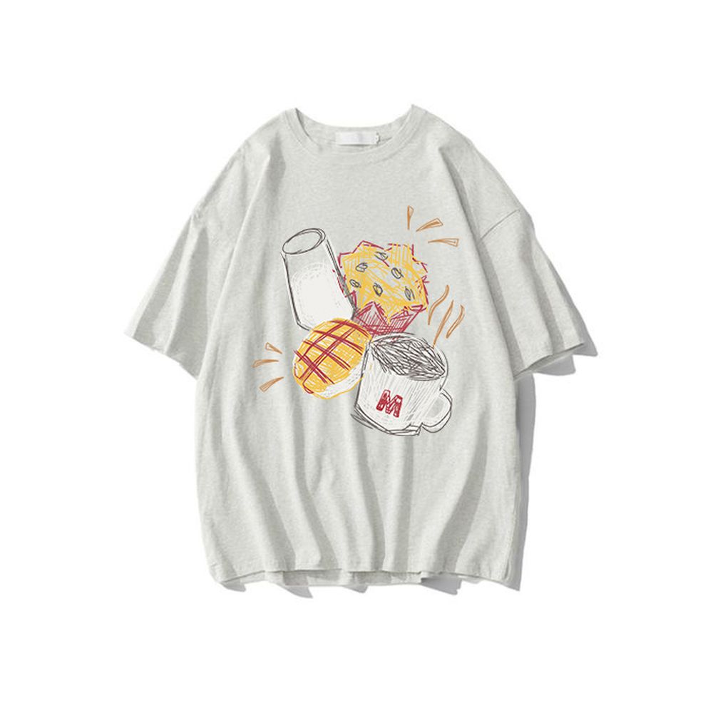 Women's Cotton Short-Sleeved T-Shirt With Retro Print Round Neck And Half Sleeves