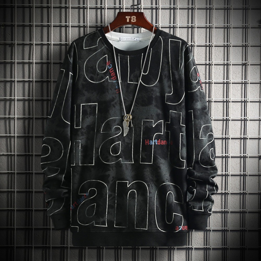 New Autumn Men's Long-Sleeved T-Shirt Men's Casual Trend Slim Round Neck Style Sweater